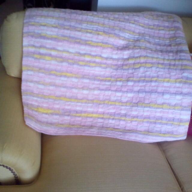 Hand Knitted, Basket Weave Pattern Double Sided Blanket /Throw - image 1