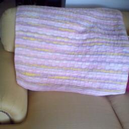Hand Knitted, Basket Weave Pattern Double Sided Blanket /Throw - thumbnail 1