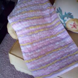 Hand Knitted, Basket Weave Pattern Double Sided Blanket /Throw - thumbnail 3