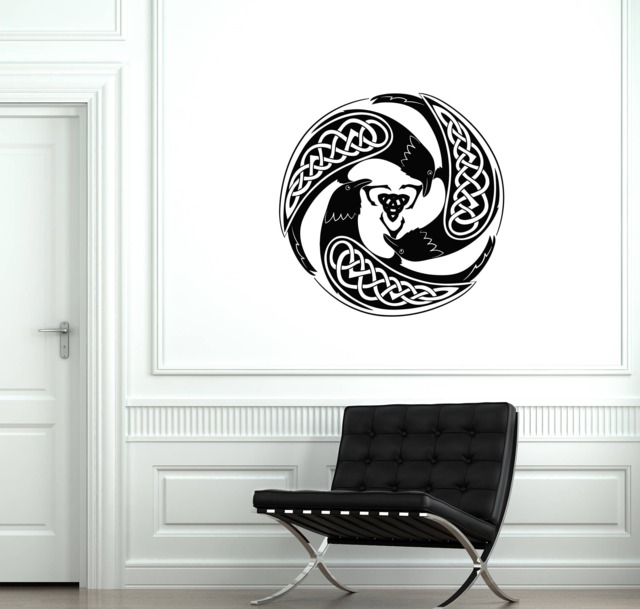 Celtic Ravens Vinyl Wall Decal Irish Ornament Home Room Decor Art Stickers Mural 2676Di - image 1