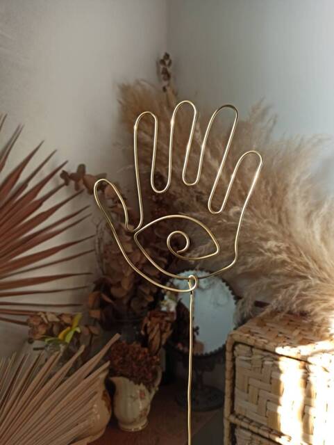 Hand Eye Hamsa Plant Trellis For Indoor/stake/ Support Decor Garden Decor/ Accessories Retro Planter - image 1