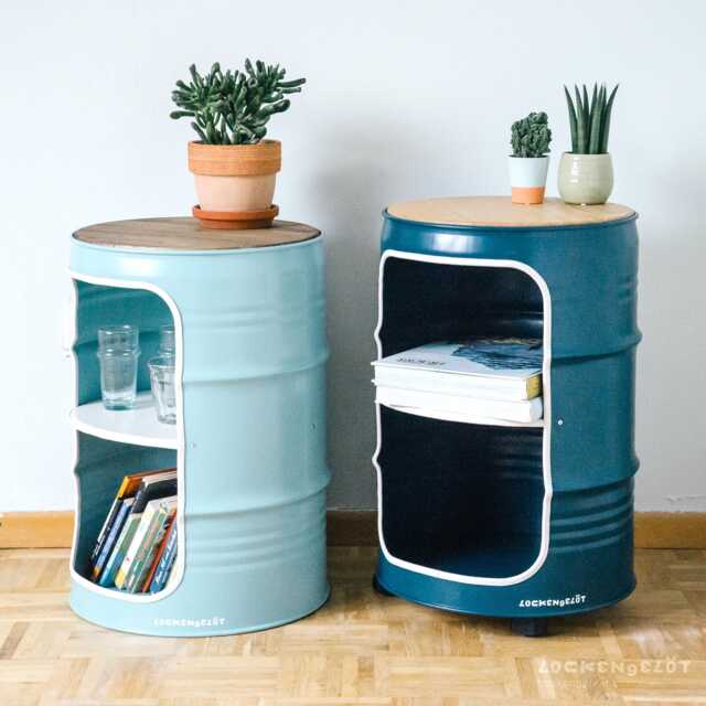 Bedside Table From Oil Barrel - Handmade Hamburg Industrial Furniture Side New Colors - image 1