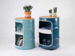 Bedside Table From Oil Barrel - Handmade Hamburg Industrial Furniture Side New Colors - thumbnail 1