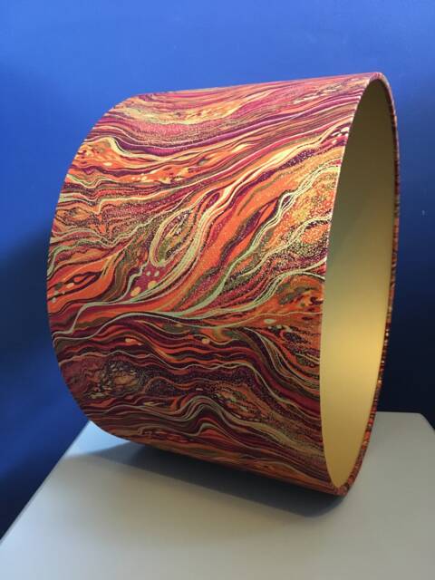 Rust & Gold Marble Effect Lampshade, Handmade With Orange Terracotta Fabric, Luxe Home Gift Shade, Various Sizes & Lining Colours - image 1