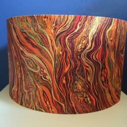 Rust & Gold Marble Effect Lampshade, Handmade With Orange Terracotta Fabric, Luxe Home Gift Shade, Various Sizes & Lining Colours - thumbnail 3