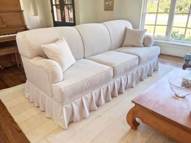 Handmade White Cotton Linen Sofa Cover, Custom Size - image 1