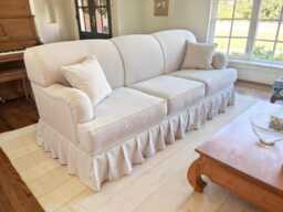 Handmade White Cotton Linen Sofa Cover, Custom Size - thumbnail 1
