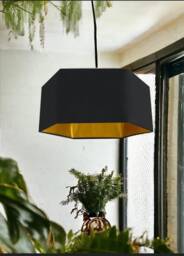 New Luxury Premium Quality Black Hexagon Velvet Lamp Shade Pendant Light With Metallic Lining - thumbnail 1