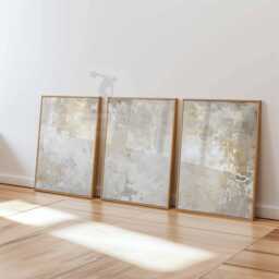 Neutral Abstract Prints Set, Beige Cream Taupe Textured Wall Art - thumbnail 3