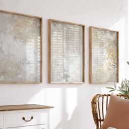 Neutral Abstract Prints Set, Beige Cream Taupe Textured Wall Art - thumbnail 2