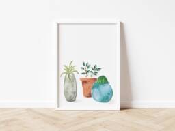 House Plants Original Watercolour Print - Hand Painted Wall Art Home Decor Plant Lover Gift Eco Friendly Plastic Free - thumbnail 1