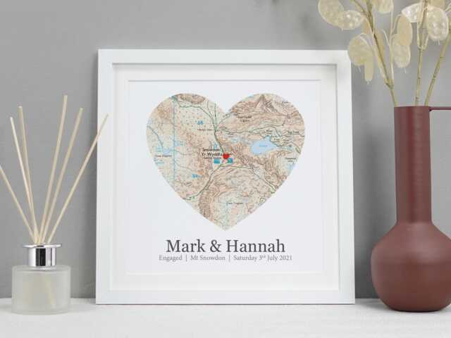 Personalised Heart Map Print - Custom Location Gift Wedding Anniversary Engagement Present First Home New Art Va232 - image 1