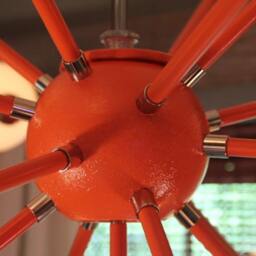 "xlarge 44"" Wide Orange Industrial Sputnik Vintage Inspired Chandelier With Standard 5" - thumbnail 2