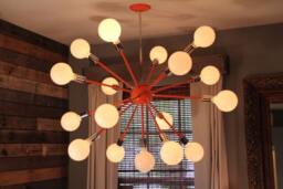 "xlarge 44"" Wide Orange Industrial Sputnik Vintage Inspired Chandelier With Standard 5"