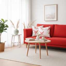 Off White Floral Cushion Cover - Red & Grey Petals - 18x18 - thumbnail 4