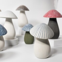 Handmade Ceramic Mushroom Statue Minimalist Nature Decor - thumbnail 2