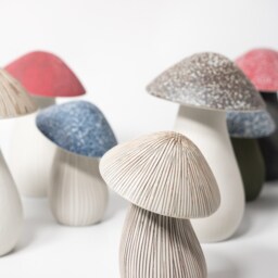 Handmade Ceramic Mushroom Statue Minimalist Nature Decor - thumbnail 3