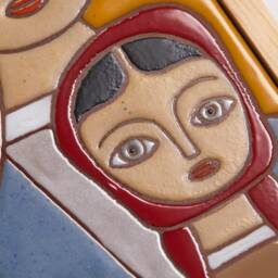 Father Daughter Portrait, Hand-Painted Ceramic Tile Wall Art - thumbnail 3