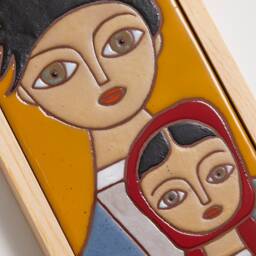 Father Daughter Portrait, Hand-Painted Ceramic Tile Wall Art - thumbnail 2