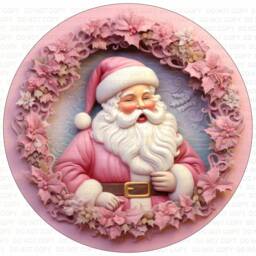 Pink Santa Christmas Sign, Metal Sign For Christmas, Santa Wreath Merry Christmas Uk, Pink Santa - thumbnail 2