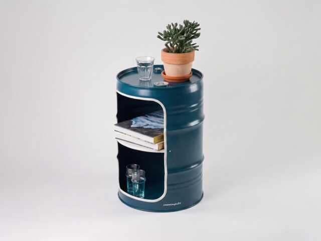 Bedside Table From Oil Barrel - Handmade Hamburg Industrial Furniture Side New Colors - image 1