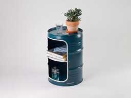 Bedside Table From Oil Barrel - Handmade Hamburg Industrial Furniture Side New Colors - thumbnail 1