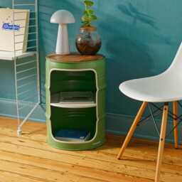 Bedside Table From Oil Barrel - Handmade Hamburg Industrial Furniture Side New Colors - thumbnail 1