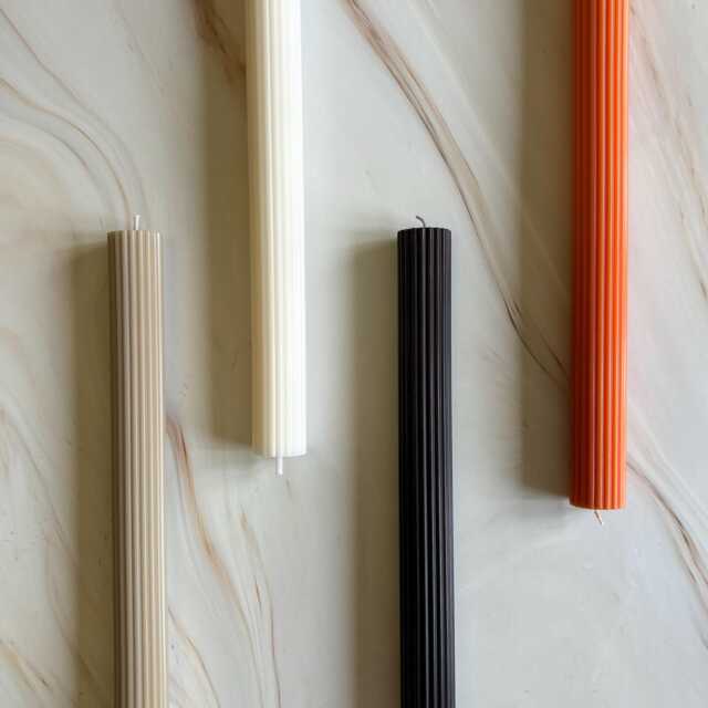 Ribbed Dinner Candles Pack Of 2, 25cm Scented Tapers - image 1