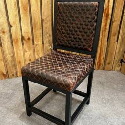 Diamond Stitched Leather Dining Chair, Upholstered Accent Modern Seating, Elegant Room Chair - Fpdc - thumbnail 3