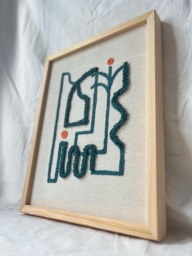 Geometric Deep Teal Abstract Fiber Art, Continuous Line Wall Decor, Tropical Beach, Modern Graphic