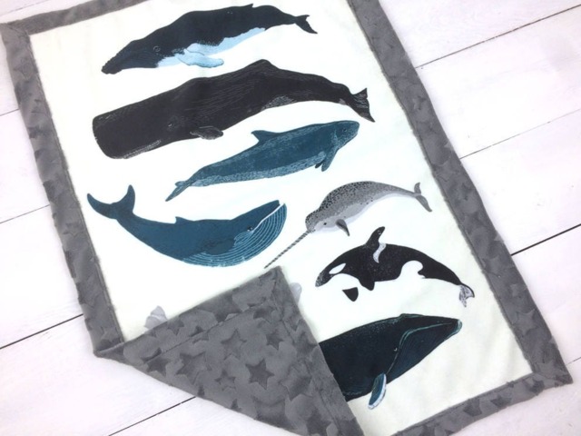 Whales Minky Baby Blanket, Orca, Narwhal, Ocean Nursery Decor, Whale Baby Boy Shower Gift, Add An Embroidered Name, Lovey & Sizes - image 1