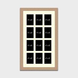 Large Oak Veneer Multi Photo Frame - Collage, Holds 12 4x6 Photos - thumbnail 2