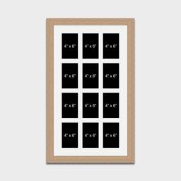 Large Oak Veneer Multi Photo Frame - Collage, Holds 12 4x6 Photos - thumbnail 1