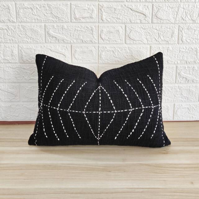 100% Natural Raw Cotton Hand Dyed Fabric Stitches Kantha Pillow Cover Indian Handmade Decorative Throw - image 1