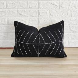 100% Natural Raw Cotton Hand Dyed Fabric Stitches Kantha Pillow Cover Indian Handmade Decorative Throw - thumbnail 1