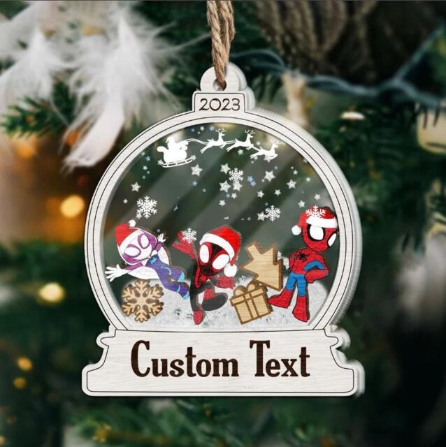 Personalized Spiderman Christmas Ornament, Spidey Spiderverse Xmas Ornament