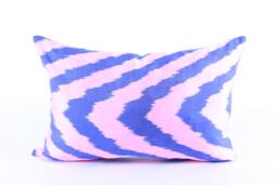 Ikat Silk Velvet Pillow 16x24 - Handmade Boho Cushion Cover Turkish Home Decor Accent