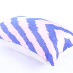 Ikat Silk Velvet Pillow 16x24 - Handmade Boho Cushion Cover Turkish Home Decor Accent - thumbnail 3