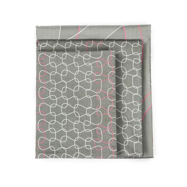 Modern Cotton Soft Sateen Gray & Hot Pink Ring Pattern Sheet Set - Queen