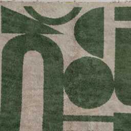 Modern Moroccan Rug - Olive Green & Creamy Handmade Wool Shag Area Rug, Beni Ourain Inspired Carpet - thumbnail 3