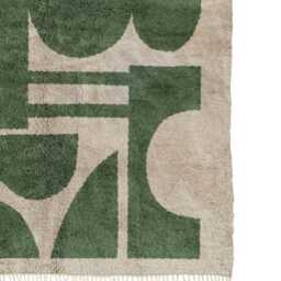 Modern Moroccan Rug - Olive Green & Creamy Handmade Wool Shag Area Rug, Beni Ourain Inspired Carpet - thumbnail 2