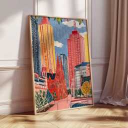 Melbourne Poster, Wall Art, Prints, City Skyline Australia Travel Print, Modern Decor - thumbnail 2