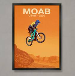Moab Mountain Bike Trail Art Print Utah Usa - Digital Painting - thumbnail 1