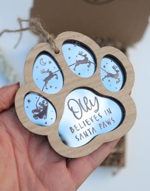 I Believe in Santa Paws, Personalised Dog Christmas Ornament, Decoration, Cat Ornament - image 1