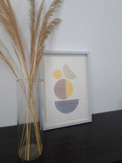 Mid-Century Modern Embroidery On Paper, Geometric Wall Art - image 1