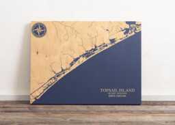 Topsail Island, North Carolina Map - Engraved Wood Coastal Chart Wall Art Sign, Beach Home Decor Nautical Print, Personalized Family Gift - thumbnail 1