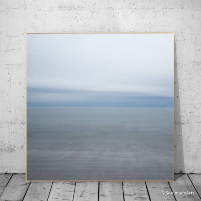 Minimalist Seascape Photography Print - New York Coney Island Zen Decor - 12 Inch - image 1