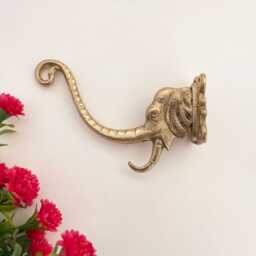 Planters Hanger Minimalist Plant Bracket Brass Wall Hook Elephant Figure Vintage Style Hooks - thumbnail 2