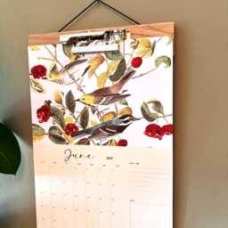 2026 Wall Calendar With Oak Hanger, 2026, Bird Calendar, Gift For Her, Wooden Clip Lover - thumbnail 2