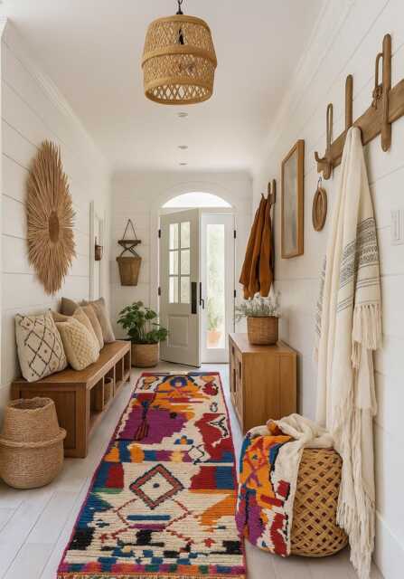 Handmade Moroccan Wool Runner Rug Abstract Berber Hallway Rug - image 1